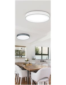 Lugano plafoniera led diffusore paralume stoffa bianco e schermo bianco con telecomando regolazione luce calda e fredda e intens 2