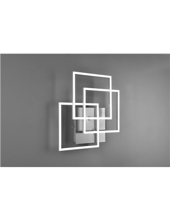 Mobile plafoniera led acciaio satinato 3 quadrati orientabili con telecomando multifunzione l. 41cm Moderno LED