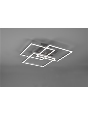 Mobile plafoniera led acciaio satinato 3 quadrati orientabili con telecomando multifunzione l. 41cm Moderno LED Mobile plafoniera led acciaio satinato 3 quadrati orientabili con telecomando multifunzione l. 41cm Moderno LED