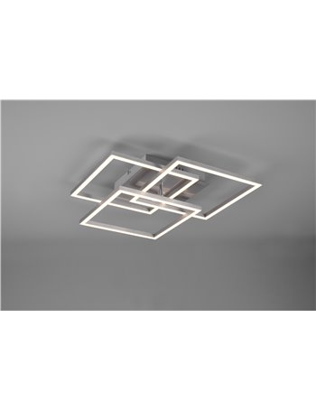 Mobile plafoniera led acciaio satinato 3 quadrati orientabili con telecomando multifunzione l. 41cm Moderno LED Mobile plafoniera led acciaio satinato 3 quadrati orientabili con telecomando multifunzione l. 41cm Moderno LED