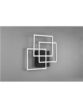 Mobile plafoniera led nera 3 quadrati orientabili con telecomando multifunzione l. 41cm Moderno LED