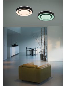 Mona plafoniera led con tecnologia multifunzione " wiz " diffusore effetto cielo stellato e bordo nero opaco d. 38cm Moderno LED