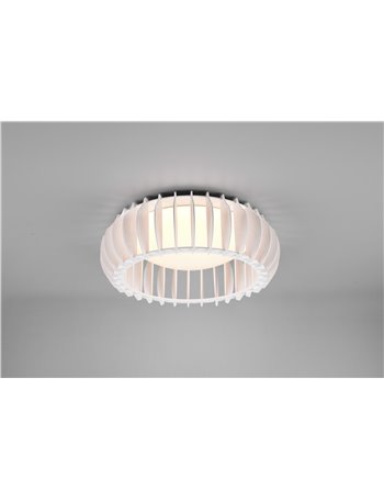 Monte plafoniera led con struttura legno colore bianco con variazione intensita' con interruttore d.40cm Moderno LED