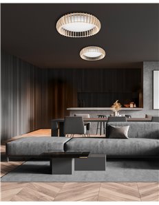 Monte plafoniera led con struttura legno colore naturale con telecomando multifunzione d.60cm Moderno LED
