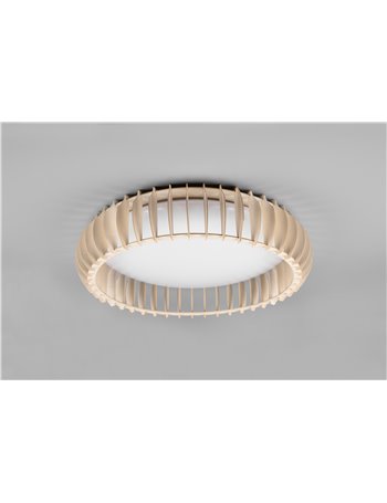 Monte plafoniera led con struttura legno colore naturale con telecomando multifunzione d.60cm Moderno LED