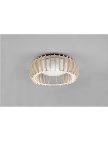 Monte plafoniera led con struttura legno colore naturale con variazione intensita' con interruttore d.40cm Moderno LED