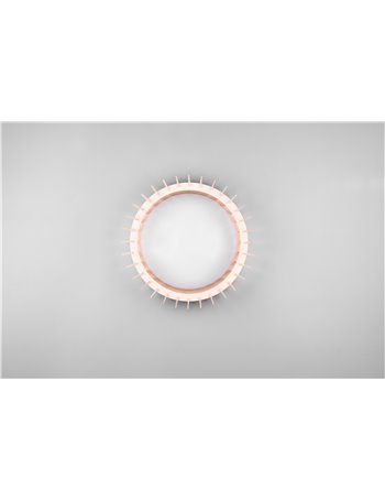 Monte plafoniera led con struttura legno colore naturale con variazione intensita' con interruttore d.40cm Moderno LED