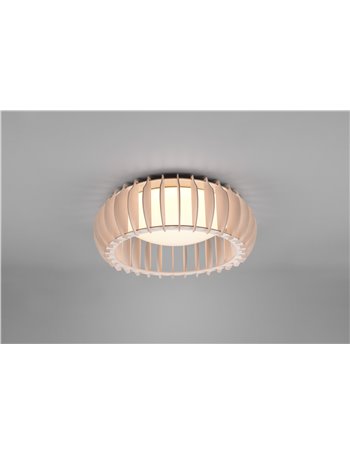 Monte plafoniera led con struttura legno colore naturale con variazione intensita' con interruttore d.40cm Moderno LED
