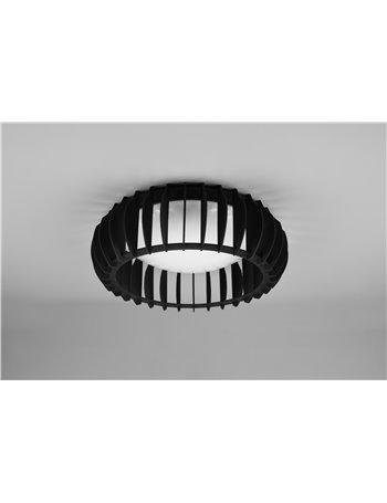 Monte plafoniera led con struttura legno colore nero con variazione intensita' con interruttore d.40cm Moderno LED
