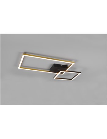 Padella plafoniera led oro nero con snodo ed intensita' regolabile con interruttore l. 63cm Moderno LED