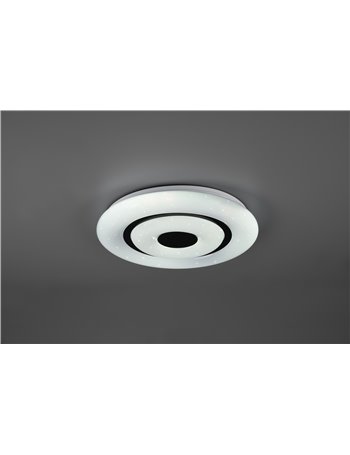 Rana plafoniera led diffusore effetto cielo stellato con bordi neri con telecomando e tecnologia connessa " wiz " multifunzione 