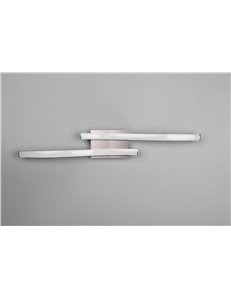 Route plafoniera led 2 bacchette ondulate acciaio satinato l. 54cm Moderno LED