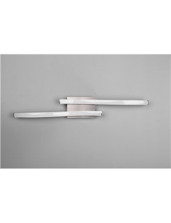Route plafoniera led 2 bacchette ondulate acciaio satinato l. 54cm Moderno LED