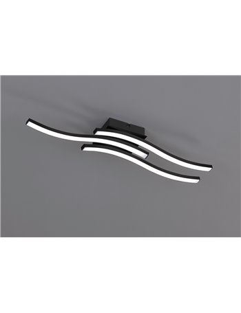 Route plafoniera led 3 bacchette ondulate antracite l. 54cm Moderno LED