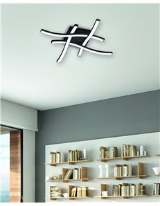Route plafoniera led 4 bacchette ondulate antracite 45,2cmx45,2cm Moderno LED