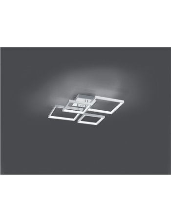 Sorrento plafoniera led 4 quadrati alluminio satinato con regolazione intensita' con interruttore l.52x52cm Moderno LED
