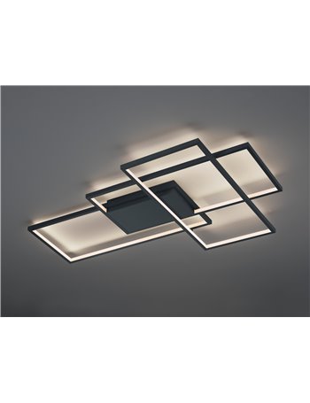 Thiago plafoniera led antracite 3 rettangoli con tecnologia " wiz " multifunzione l. 104cm Moderno LED