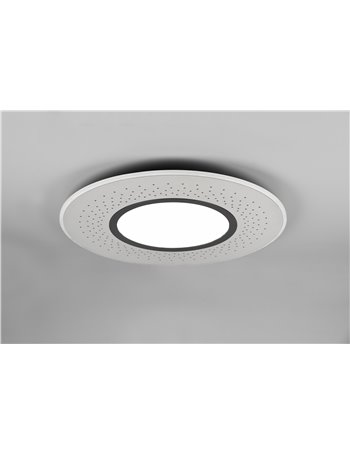 Verus plafoniera led acciaio microfori tonda grande con telecomando multifunzione d.70cm   Moderno LED