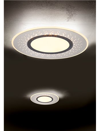 Verus plafoniera led nera microfori tonda con telecomando multifunzione d.50cm   Moderno LED
