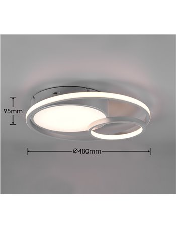 Vuelta plafoniera led alluminio 3 diffusori con dimmerazione intensita' e temperatura di colore d. 48cm Moderno LED