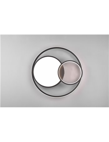 Vuelta plafoniera led nera 3 diffusori con dimmerazione intensita' e temperatura di colore d. 48cm Moderno LED