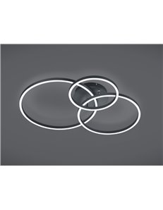 Winona plafoniera led tonda orientabile nera retro-illuminata rgb con telecomando multifunzione l. 77cm Moderno LED 2