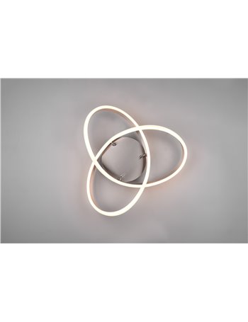 Yara plafoniera led acciaio satinato con regolazione luce calda - naturale e dimmerazione con interruttoe a parete d. 59cm Moder