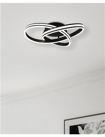 Yara plafoniera led nera con regolazione luce calda - naturale e dimmerazione con interruttoe a parete d. 59cm Moderno LED