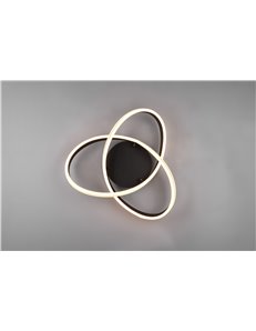 Yara plafoniera led nera con regolazione luce calda - naturale e dimmerazione con interruttoe a parete d. 59cm Moderno LED 2