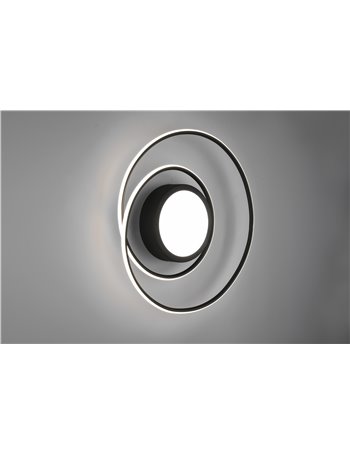 Yava plafoniera led nera tonda con telecomando multifunzione d.60cm   Moderno LED