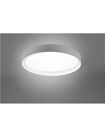 Zeta plafoniera led diffusore bianco con bordo grigio e bianco e telecomando multifunzione d.48,5 Moderno LED