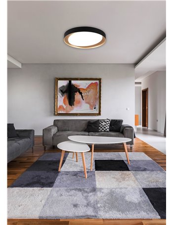 Zeta plafoniera led diffusore bianco con bordo nero e oro e telecomando multifunzione d.48,5 Moderno LED
