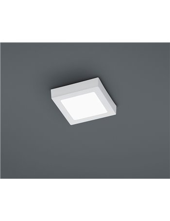 Zeus plafoniera led quadrata bianca media l.17x17 cm Moderno LED