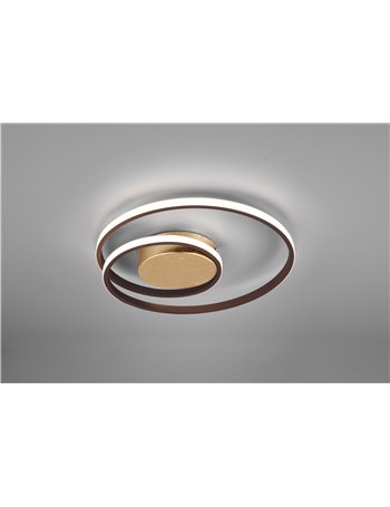 Zibal plafoniera led spirale oro anticato con regolazione intensita' interruttore d.40cm Moderno LED
