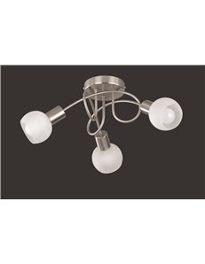 Antibes girandola 3 spots acciaio decoro Cromo E14 diffusore Vetro alabastro D. 45 Moderno E14