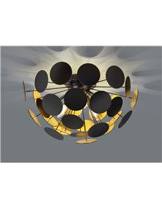Discalgo plafoniera sfera tondi metallo nero opaco  oro d. 54cm Moderno E14