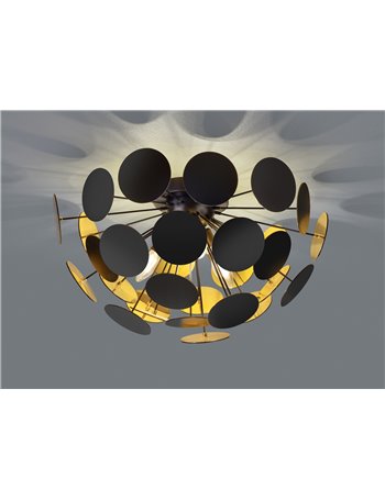 Discalgo plafoniera sfera tondi metallo nero opaco  oro d. 54cm Moderno E14