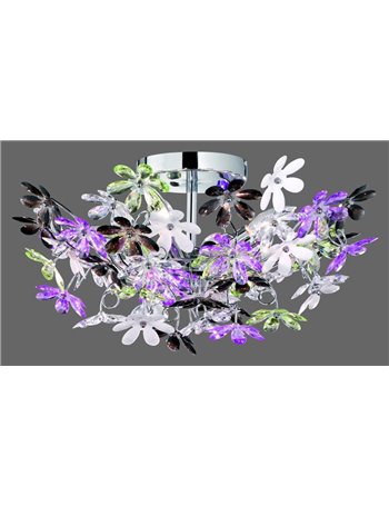 Flower plafoniera fiori acrilico trasparente color cm49 Moderno E14