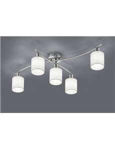 Garda plafoniera 5 diffusori in tessuto bianco 75cm Moderno E14