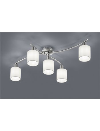 Garda plafoniera 5 diffusori in tessuto bianco 75cm Moderno E14