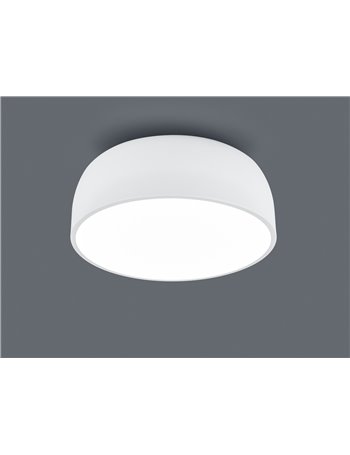 Baron plafoniera tonda metallo bianco con diffusore satinato d.52 cm Moderno E27