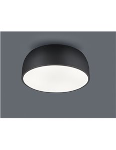 Baron plafoniera tonda metallo nero con diffusore satinato d.52 cm Moderno E27