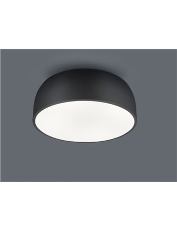 Baron plafoniera tonda metallo nero con diffusore satinato d.52 cm Moderno E27