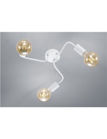 Diallo plafoniera tubo metallo bianco 3 luci d. 47cm Moderno E27