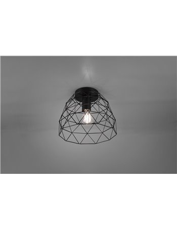 Haval plafoniera gabbia metallo nero opaco d. 27,5cm Moderno E27
