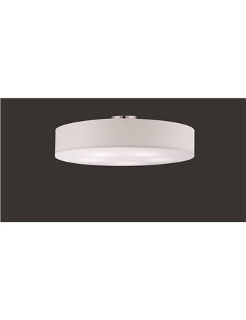 Hotel plafoniera tonda 5 luci diffusore tessuto bianco d. 65cm Moderno E27
