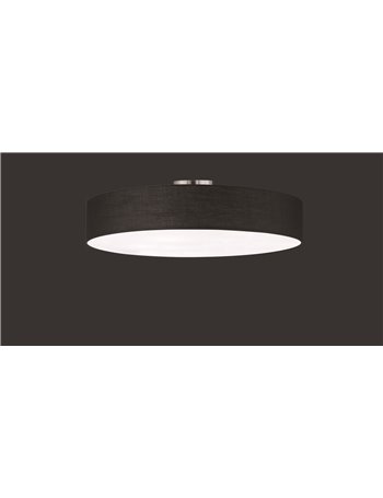 Hotel plafoniera tonda 5 luci diffusore tessuto nero d. 65cm Moderno E27