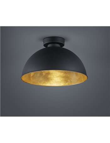 Jimmy plafoniera cupola metallo nero oro d.31 Moderno E27
