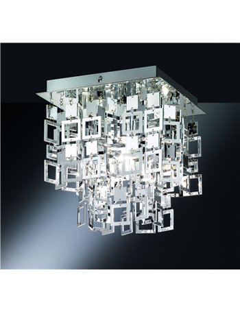 Quadrato plafoniera quadrata cromo cm24x24 Stile giovane E27
