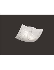 Spirelli plafoniera quadrata vetro decoro cerchi d. 40x40cm Moderno E27